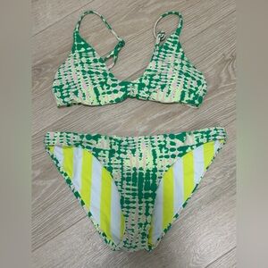 Maaji reversible Green Pink Neon Yellow Patterned Bikini